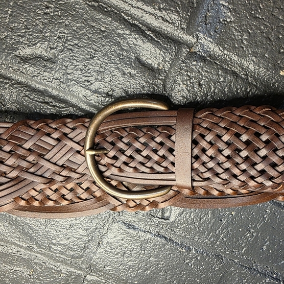 Brown Braided Woven Boho Belt Size Medium Bonded Leather - Picture 8 of 8